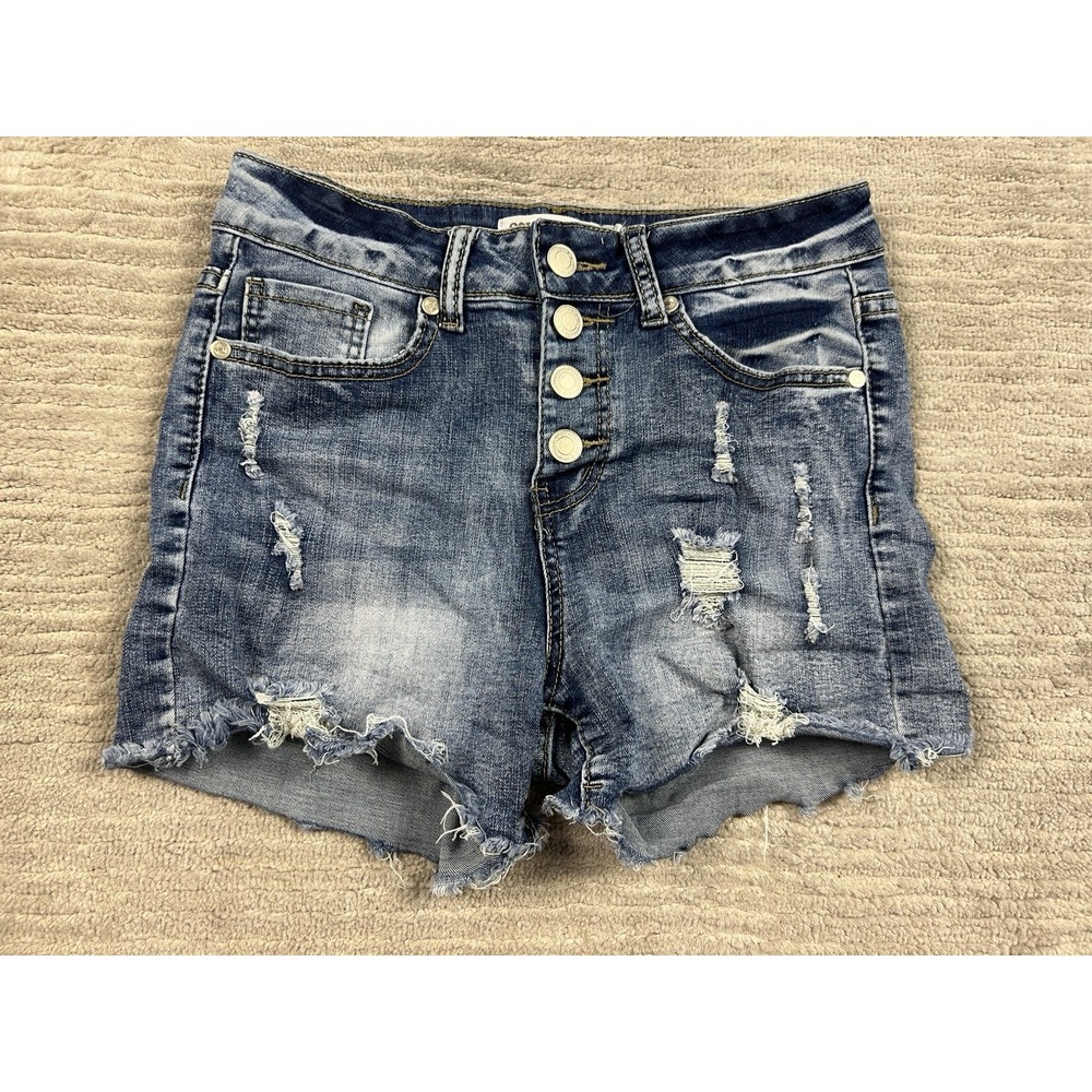 Celebrity Ace Jean Shorts‎ Juniors 5 27 Blue Denim Distressed Cut Off Button Fly